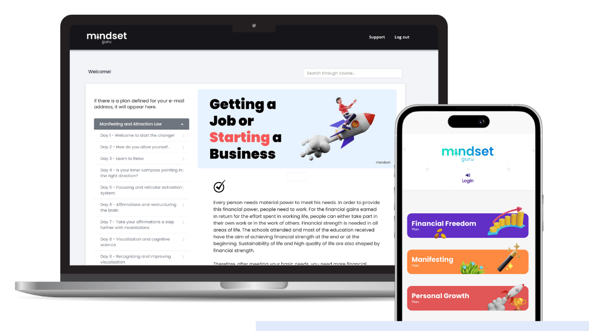Mindset app on laptop and mobile